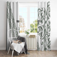 All White Maori Tribal Tattoo Personalised Window Curtain Moss Green Polynesian Style - Polynesian Pride