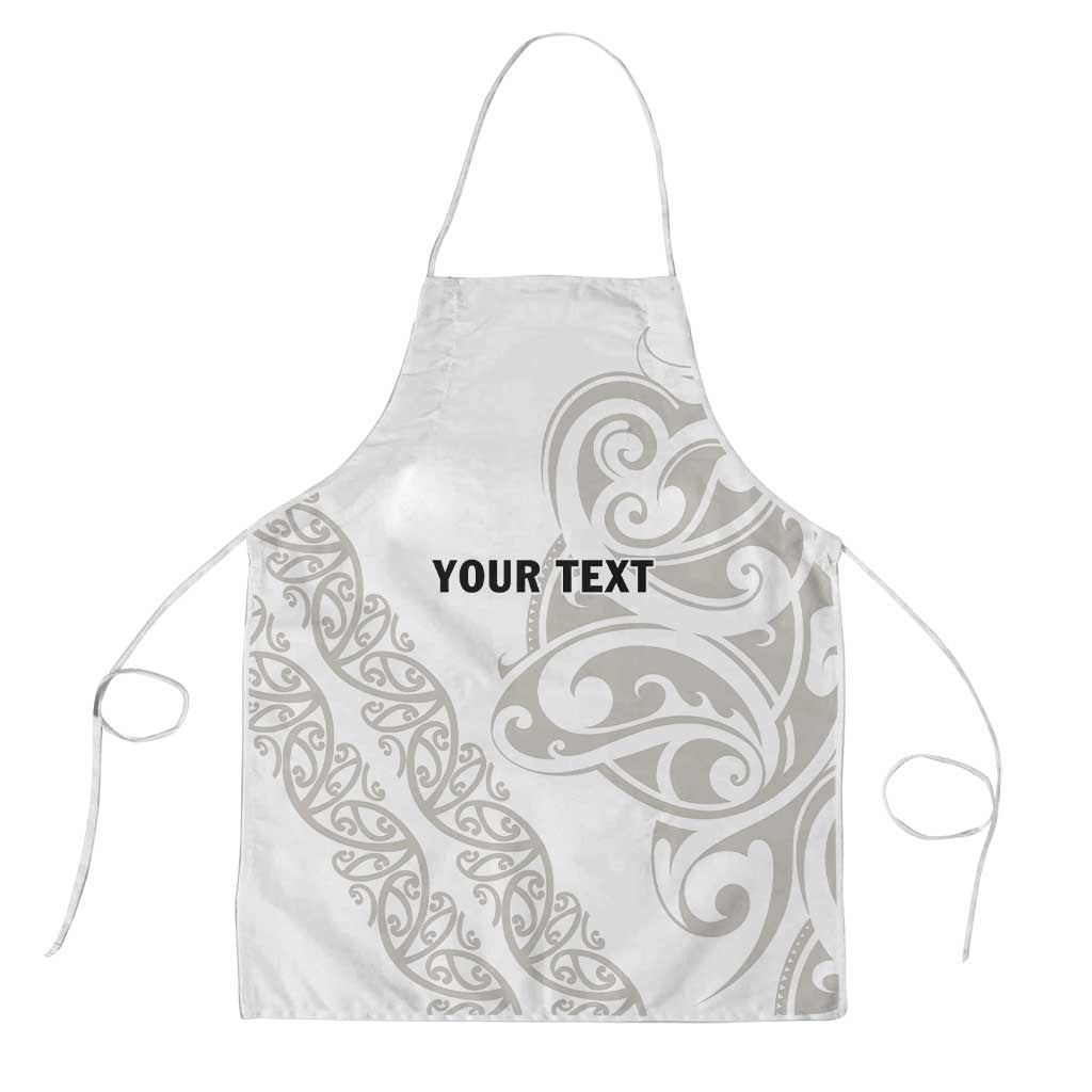All White Maori Tribal Tattoo Personalised Apron Stone Gray Polynesian Style - Polynesian Pride