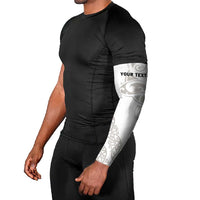 All White Maori Tribal Tattoo Personalised Arm Sleeves Stone Gray Polynesian Style - Polynesian Pride