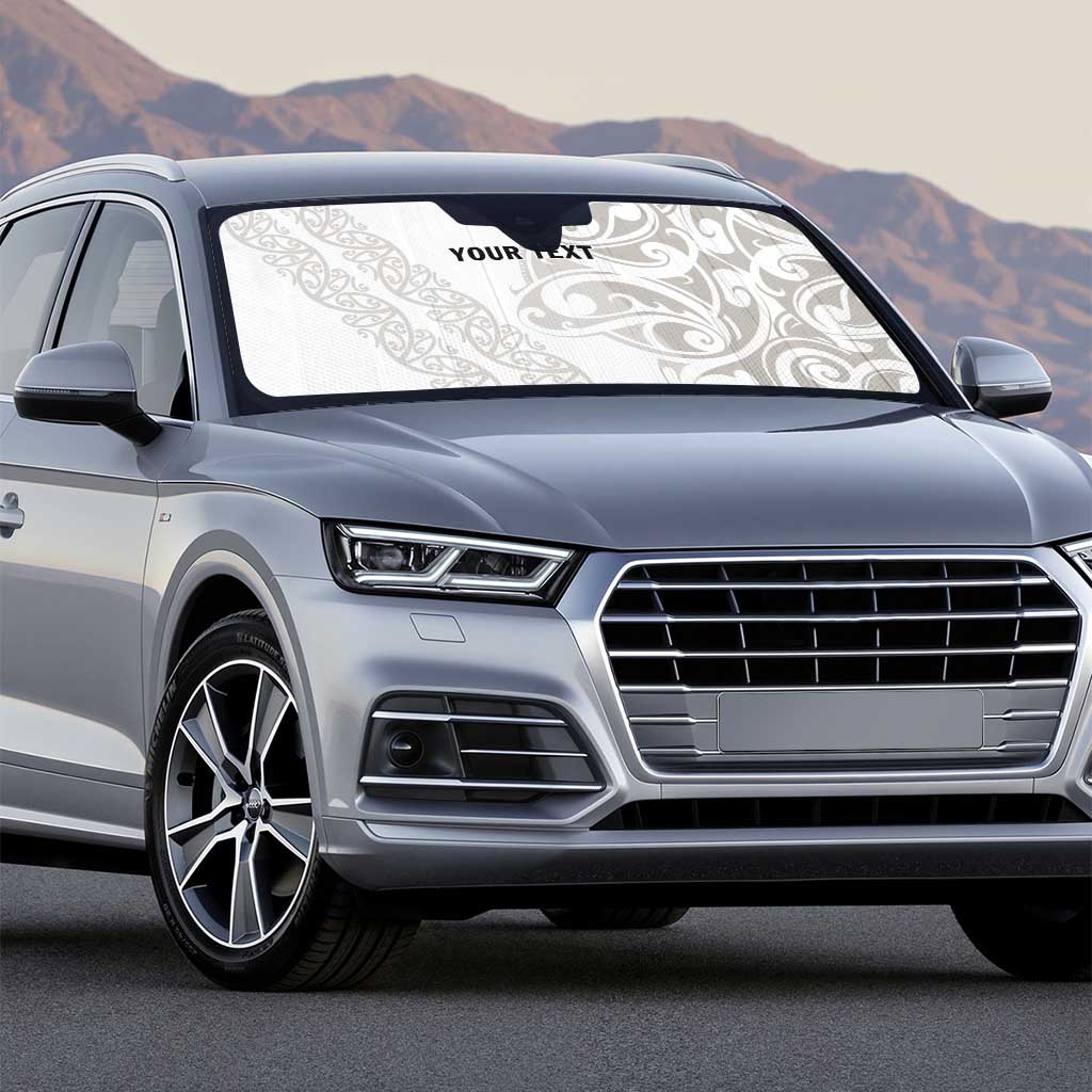 All White Maori Tribal Tattoo Personalised Auto Sun Shade Stone Gray Polynesian Style - Polynesian Pride