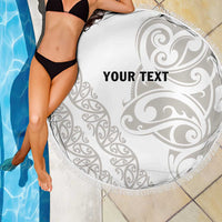 All White Maori Tribal Tattoo Personalised Beach Blanket Stone Gray Polynesian Style - Polynesian Pride