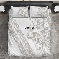 All White Maori Tribal Tattoo Personalised Bedding Set Stone Gray Polynesian Style - Polynesian Pride