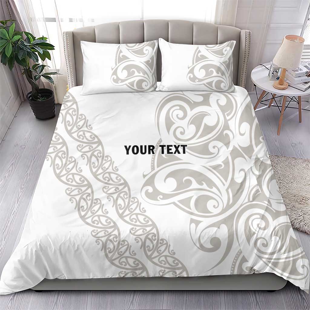 All White Maori Tribal Tattoo Personalised Bedding Set Stone Gray Polynesian Style - Polynesian Pride