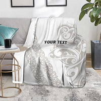 All White Maori Tribal Tattoo Personalised Blanket Stone Gray Polynesian Style - Polynesian Pride