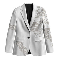 All White Maori Tribal Tattoo Personalised Blazer Stone Gray Polynesian Style - Polynesian Pride