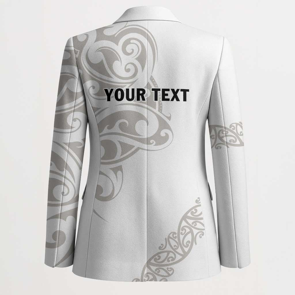 All White Maori Tribal Tattoo Personalised Blazer Stone Gray Polynesian Style - Polynesian Pride