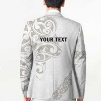 All White Maori Tribal Tattoo Personalised Blazer Stone Gray Polynesian Style - Polynesian Pride