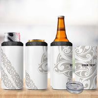All White Maori Tribal Tattoo Personalised 4 in 1 Can Cooler Tumbler Stone Gray Polynesian Style - Polynesian Pride