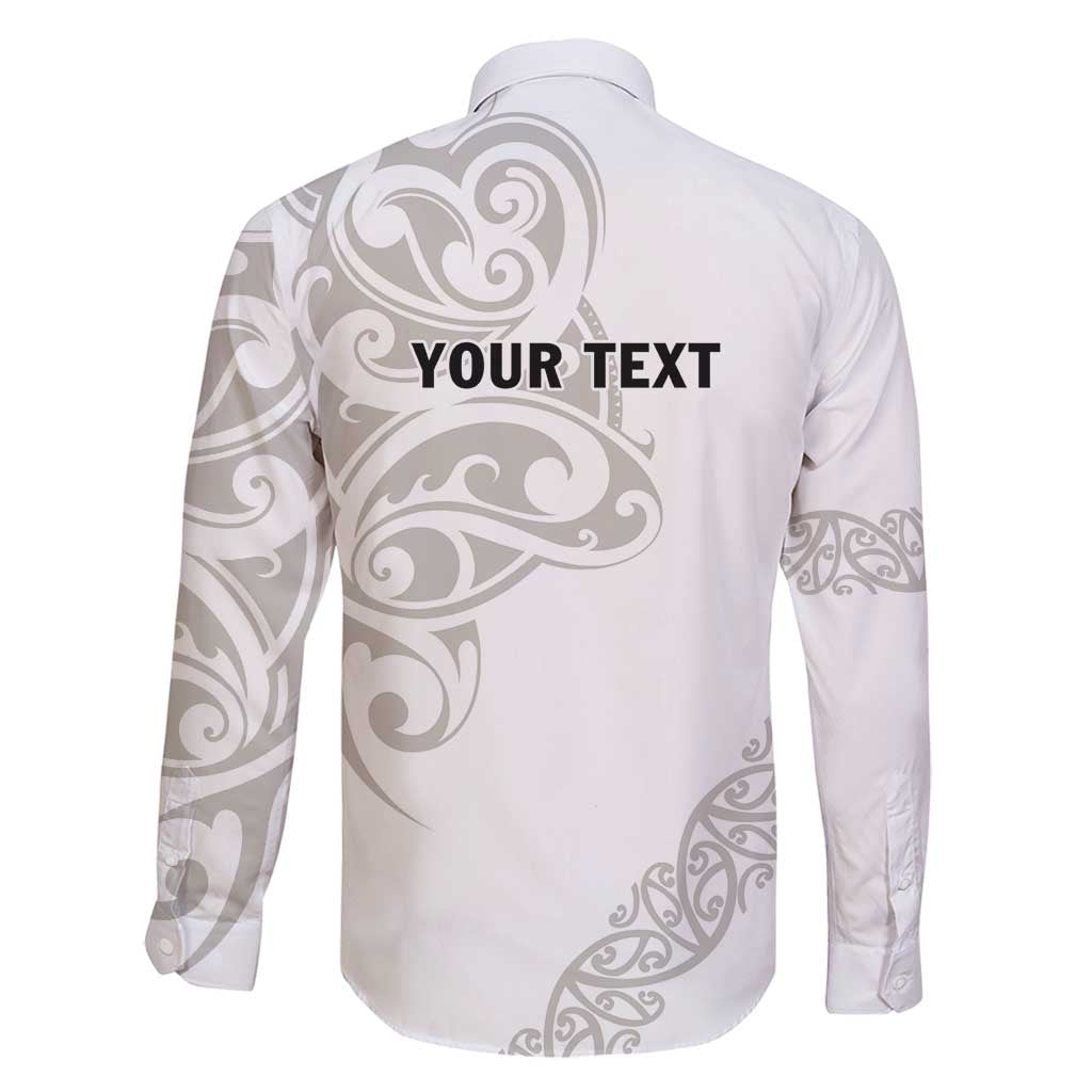 All White Maori Tribal Tattoo Personalised Family Matching Off Shoulder Short Dress and Hawaiian Shirt Stone Gray Polynesian Style - Polynesian Pride