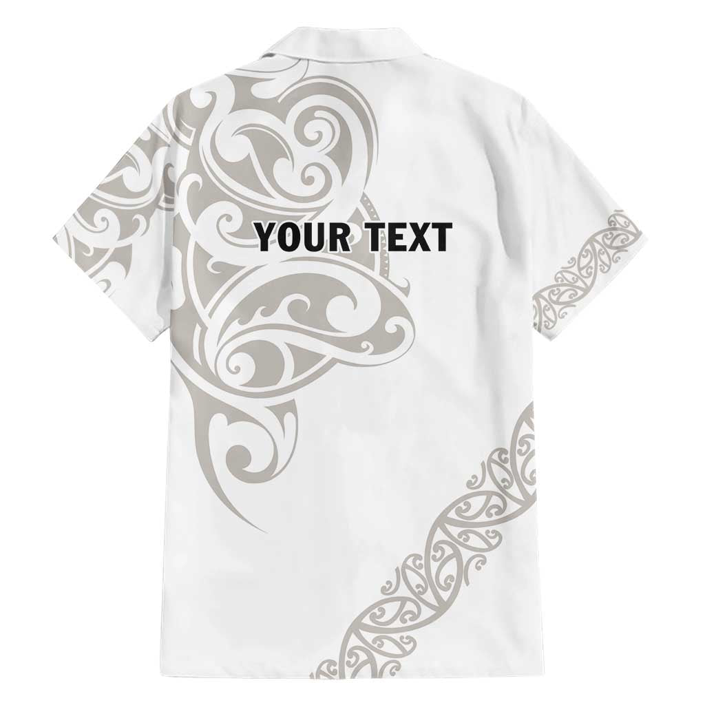 All White Maori Tribal Tattoo Personalised Family Matching Short Sleeve Bodycon Dress and Hawaiian Shirt Stone Gray Polynesian Style - Polynesian Pride