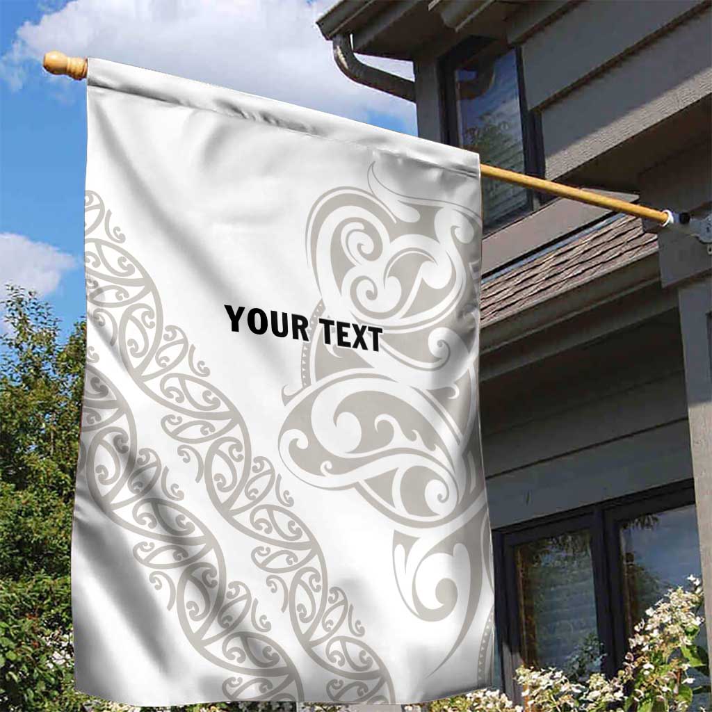 All White Maori Tribal Tattoo Personalised Garden Flag Stone Gray Polynesian Style - Polynesian Pride