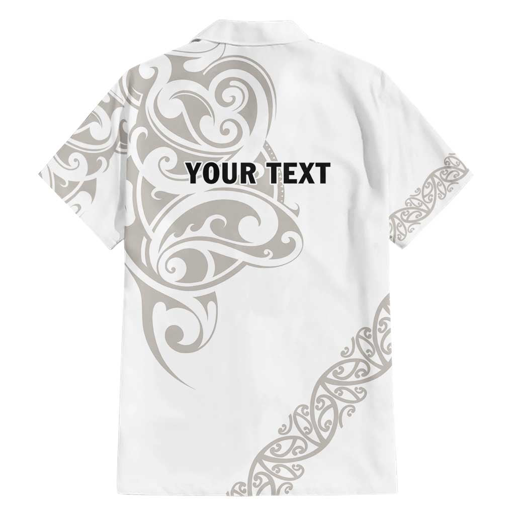 All White Maori Tribal Tattoo Personalised Hawaiian Shirt Stone Gray Polynesian Style - Polynesian Pride