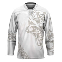 All White Maori Tribal Tattoo Personalised Hockey Jersey Stone Gray Polynesian Style - Polynesian Pride