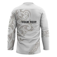 All White Maori Tribal Tattoo Personalised Hockey Jersey Stone Gray Polynesian Style - Polynesian Pride