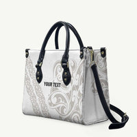 All White Maori Tribal Tattoo Personalised Leather Bag Stone Gray Polynesian Style - Polynesian Pride