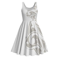 All White Maori Tribal Tattoo Personalised Midi Dress Stone Gray Polynesian Style - Polynesian Pride