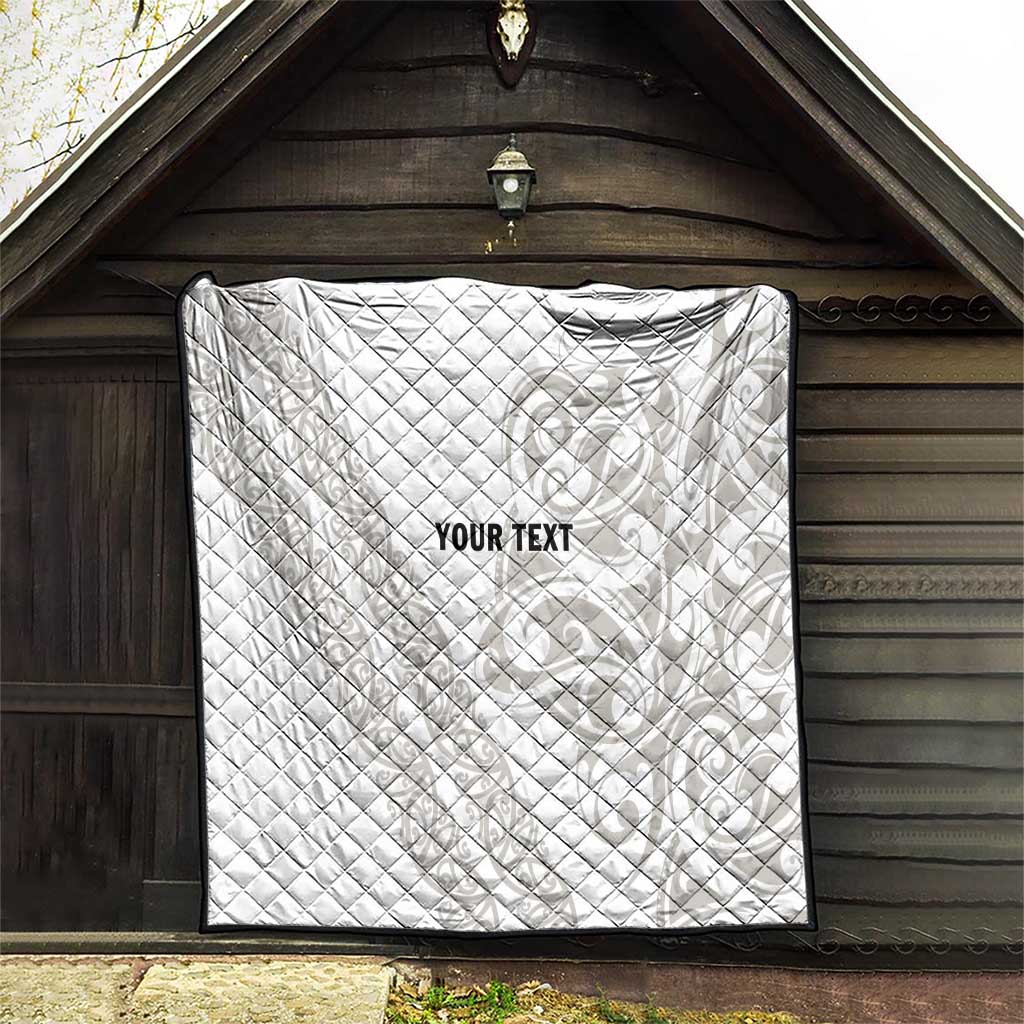 All White Maori Tribal Tattoo Personalised Quilt Stone Gray Polynesian Style - Polynesian Pride