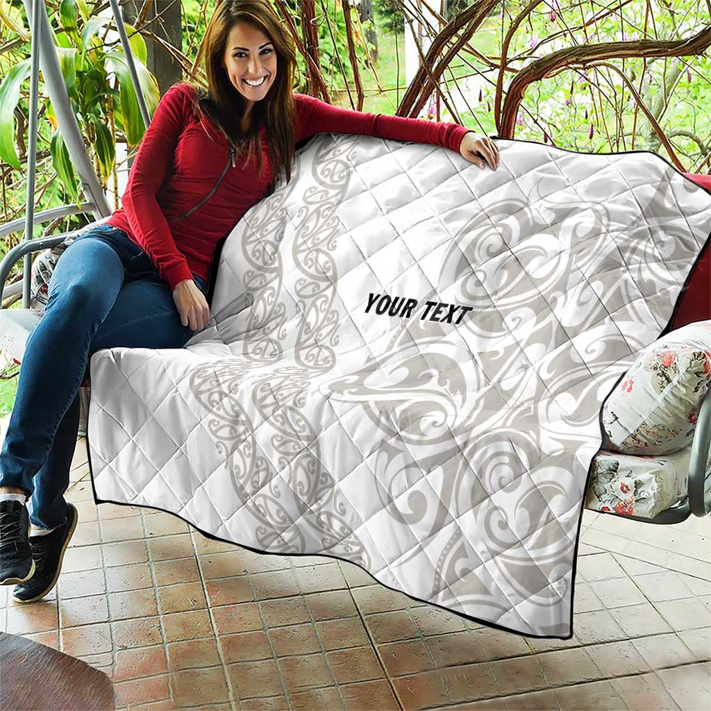All White Maori Tribal Tattoo Personalised Quilt Stone Gray Polynesian Style - Polynesian Pride