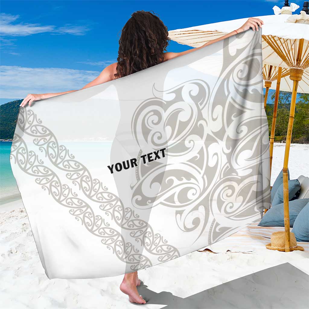All White Maori Tribal Tattoo Personalised Sarong Stone Gray Polynesian Style - Polynesian Pride