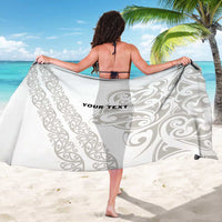 All White Maori Tribal Tattoo Personalised Sarong Stone Gray Polynesian Style - Polynesian Pride