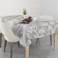 All White Maori Tribal Tattoo Personalised Tablecloth Stone Gray Polynesian Style - Polynesian Pride
