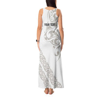 All White Maori Tribal Tattoo Personalised Tank Maxi Dress Stone Gray Polynesian Style - Polynesian Pride