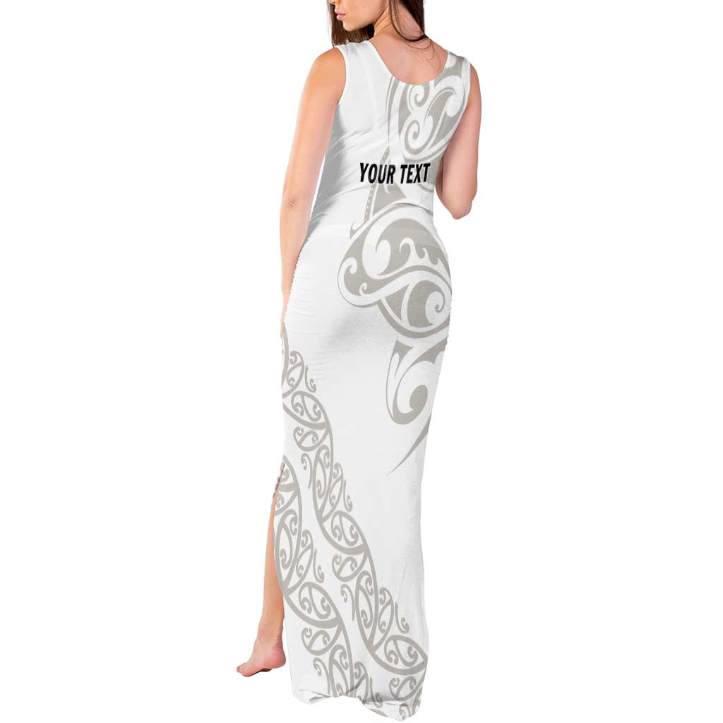 All White Maori Tribal Tattoo Personalised Tank Maxi Dress Stone Gray Polynesian Style - Polynesian Pride