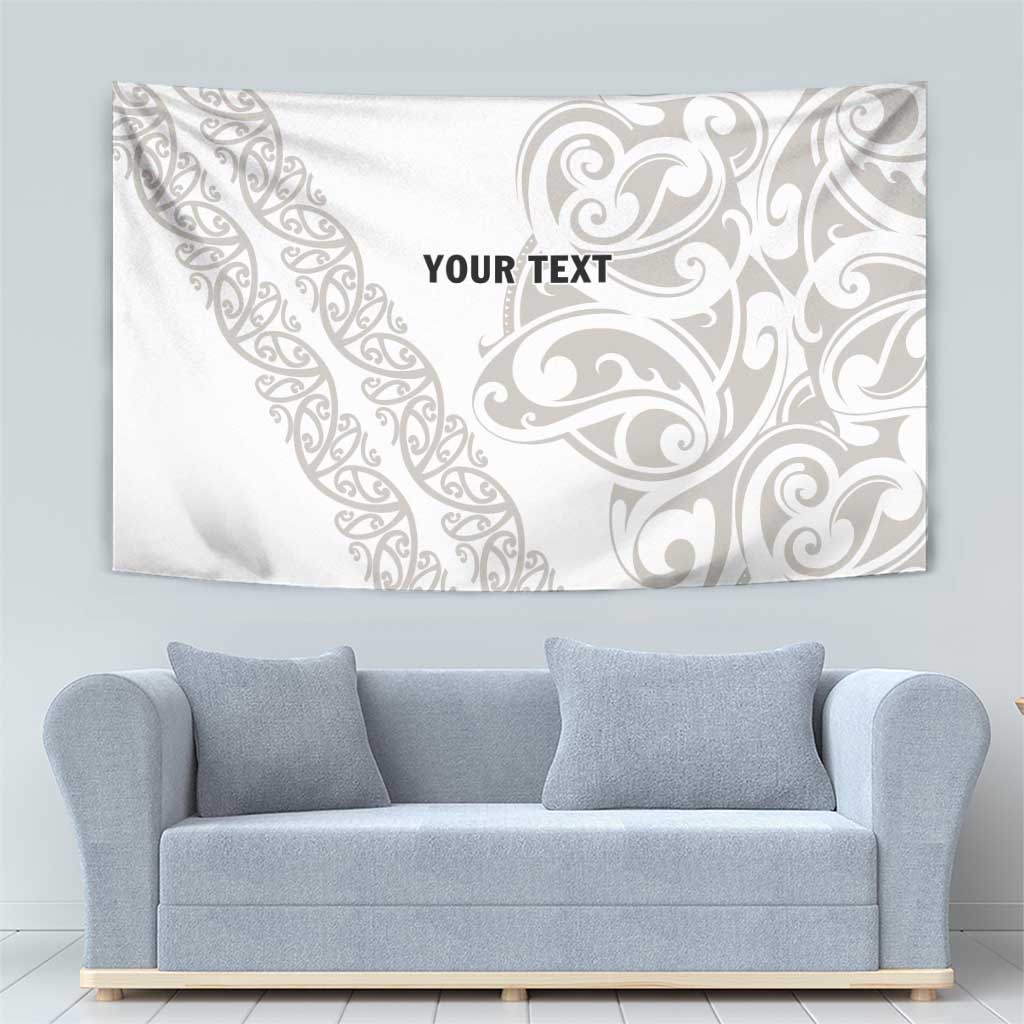 All White Maori Tribal Tattoo Personalised Tapestry Stone Gray Polynesian Style - Polynesian Pride