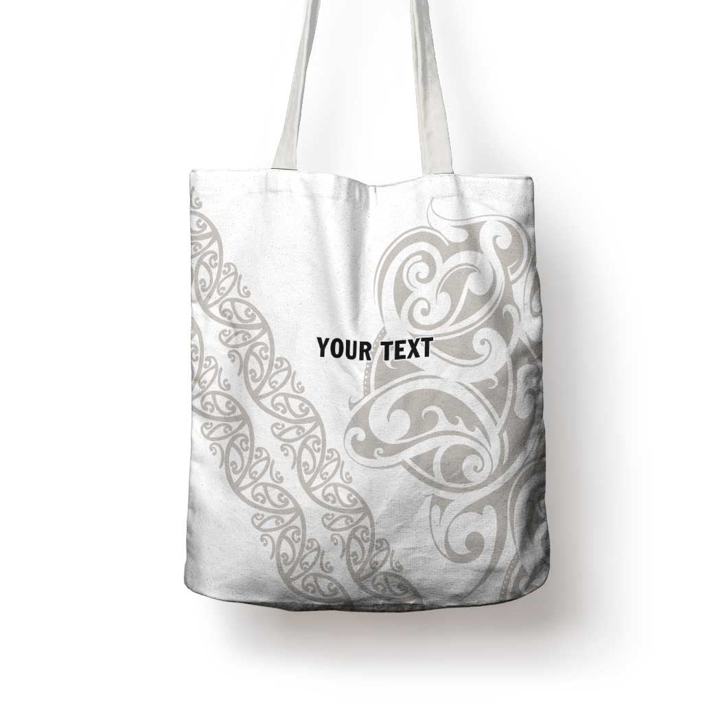 All White Maori Tribal Tattoo Personalised Tote Bag Stone Gray Polynesian Style - Polynesian Pride