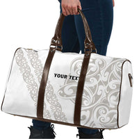 All White Maori Tribal Tattoo Personalised Travel Bag Stone Gray Polynesian Style - Polynesian Pride