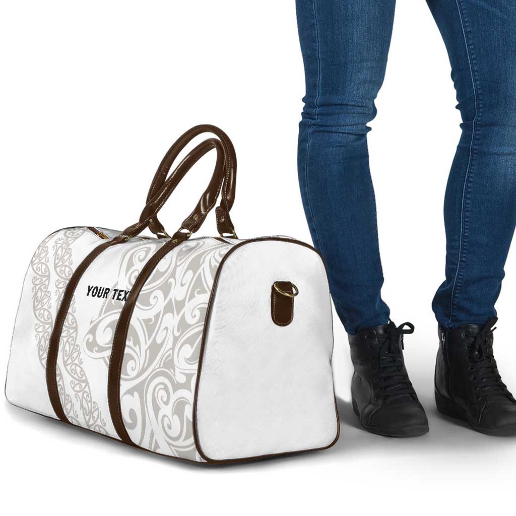 All White Maori Tribal Tattoo Personalised Travel Bag Stone Gray Polynesian Style - Polynesian Pride