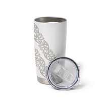 All White Maori Tribal Tattoo Personalised Tumbler Cup Stone Gray Polynesian Style - Polynesian Pride