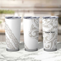 All White Maori Tribal Tattoo Personalised Tumbler Cup Stone Gray Polynesian Style - Polynesian Pride