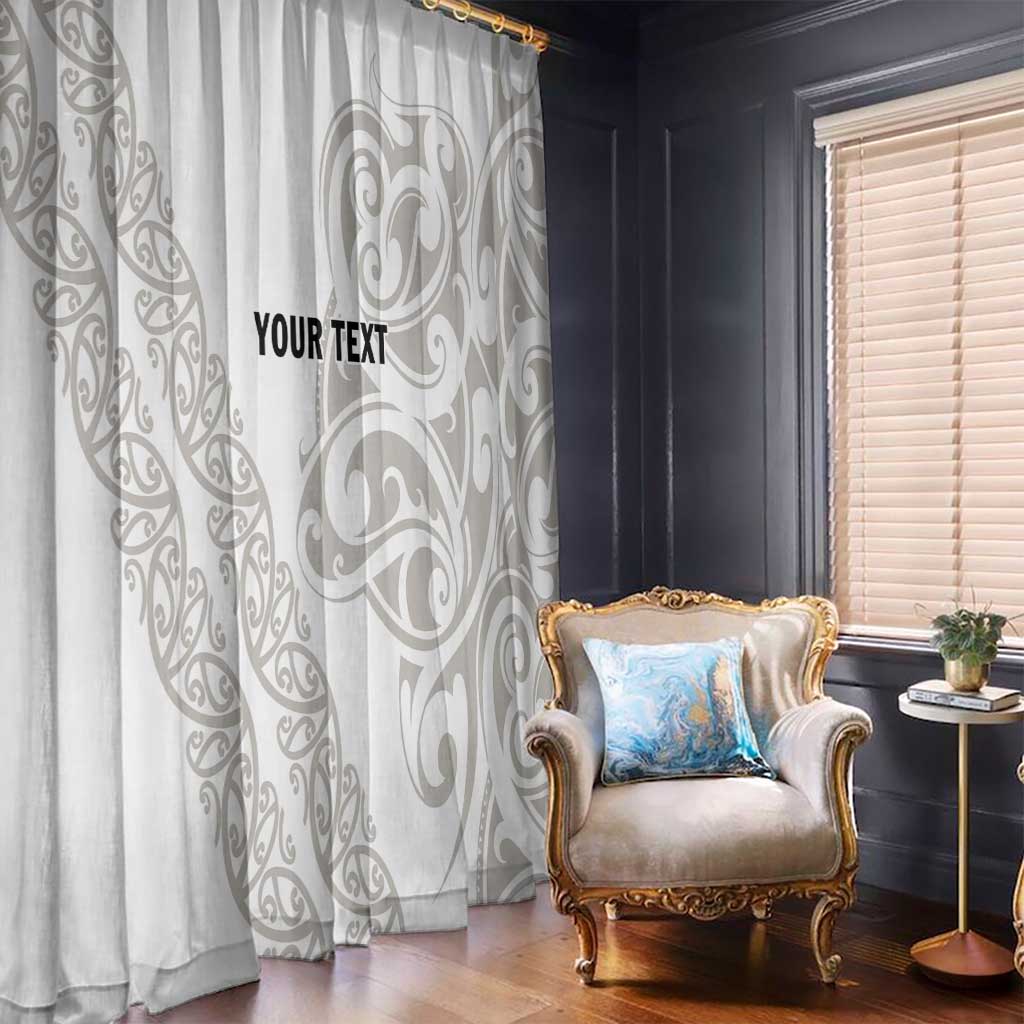 All White Maori Tribal Tattoo Personalised Window Curtain Stone Gray Polynesian Style - Polynesian Pride