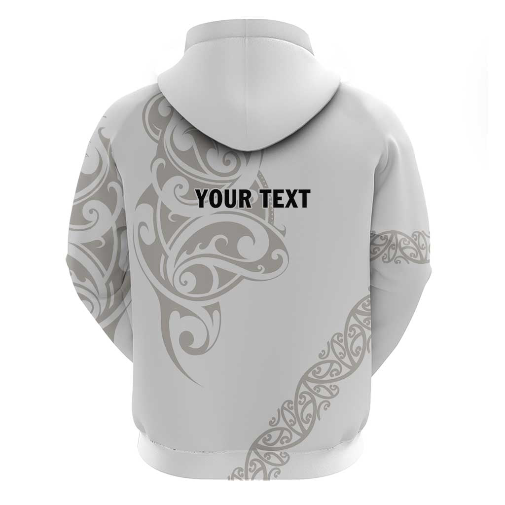 All White Maori Tribal Tattoo Personalised Zip Hoodie Stone Gray Polynesian Style - Polynesian Pride