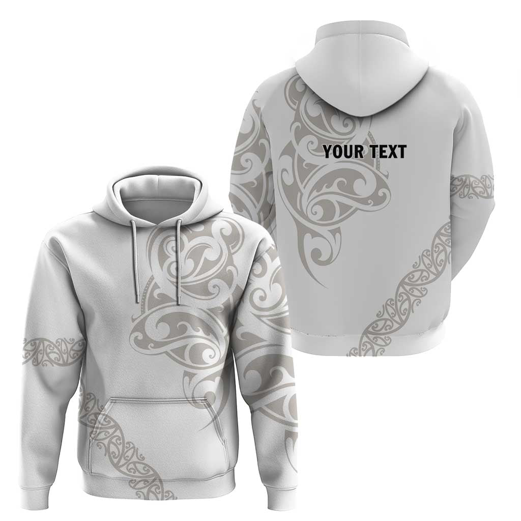 All White Maori Tribal Tattoo Personalised Zip Hoodie Stone Gray Polynesian Style - Polynesian Pride