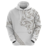 All White Maori Tribal Tattoo Personalised Zip Hoodie Stone Gray Polynesian Style - Polynesian Pride