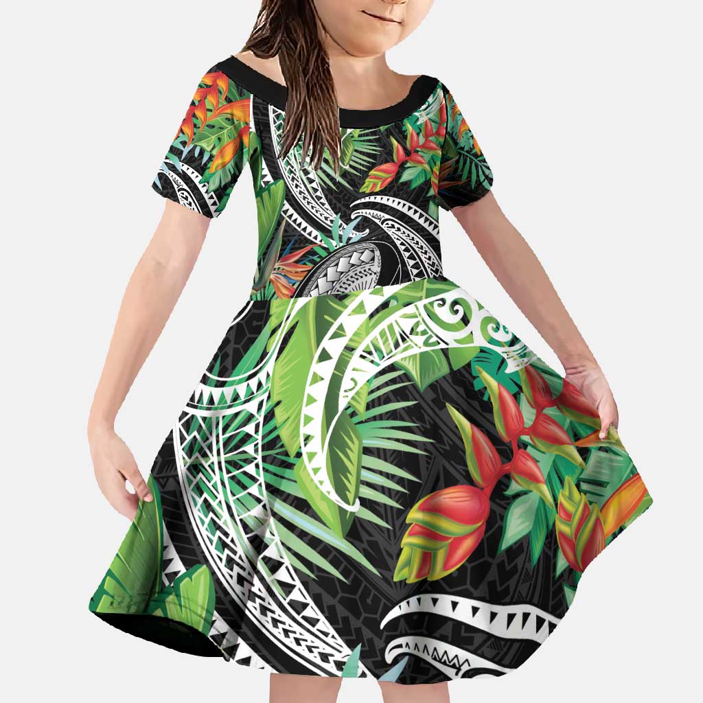 Polynesian Pacific Rugby Tribal Family Matching Mermaid Dress and Hawaiian Shirt Tropical Vibe