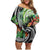 Polynesian Pacific Rugby Tribal Family Matching Off Shoulder Short Dress and Hawaiian Shirt Tropical Vibe