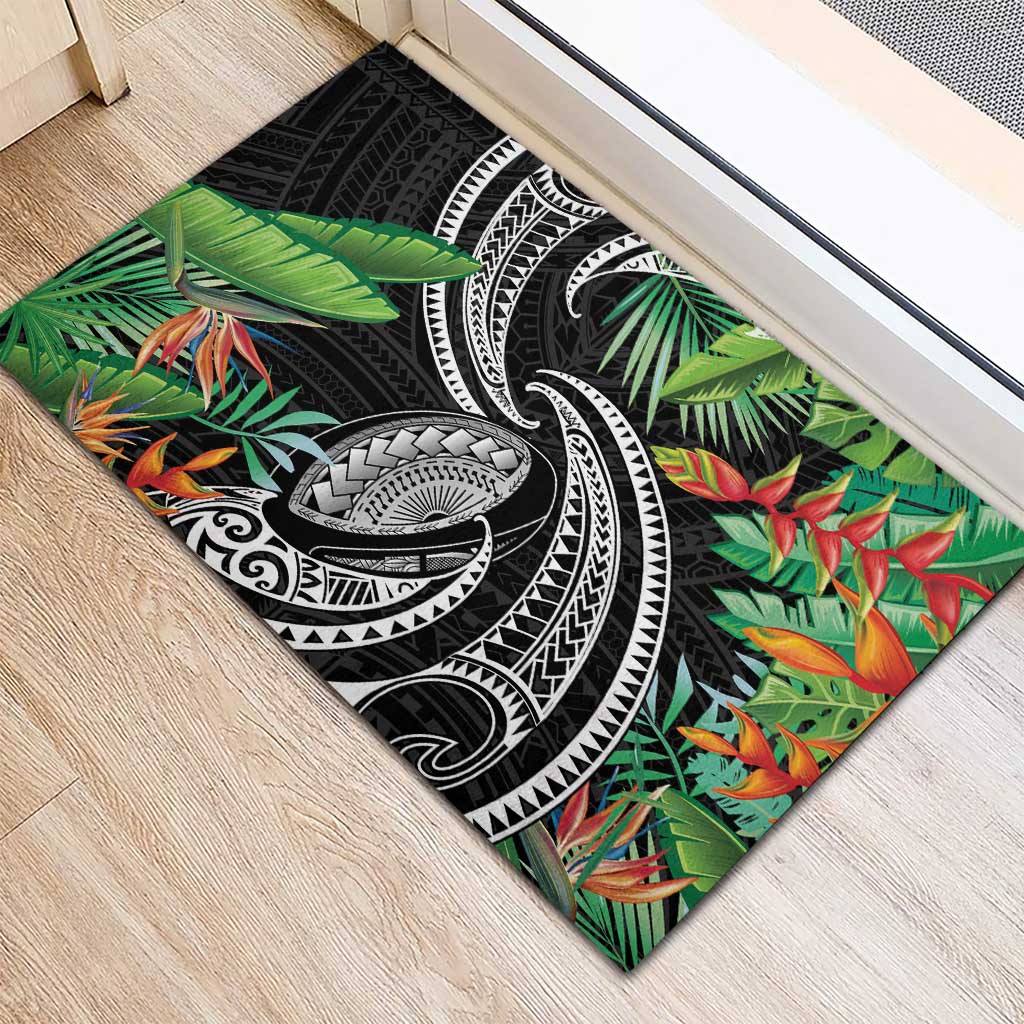 Polynesian Pacific Rugby Tribal Rubber Doormat Tropical Vibe
