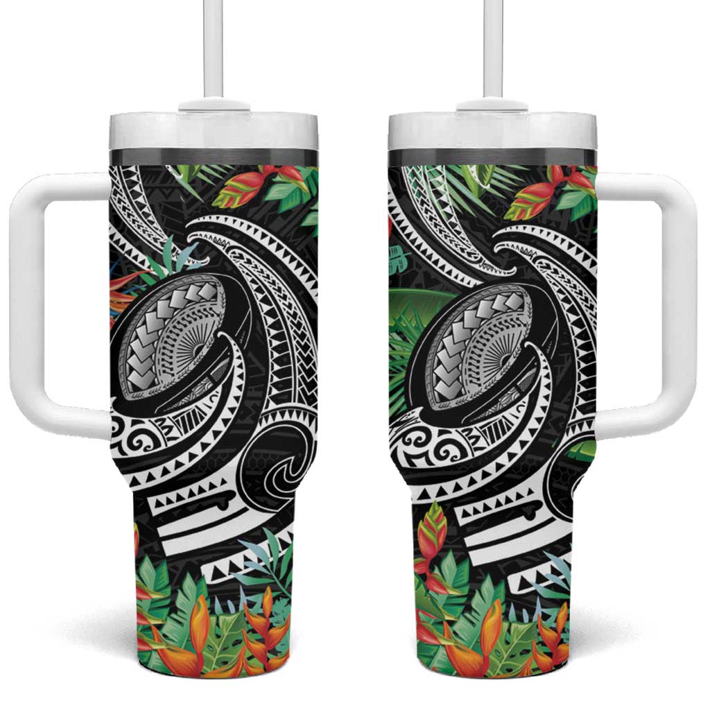 Polynesian Pacific Rugby Tribal Tumbler With Handle Tropical Vibe