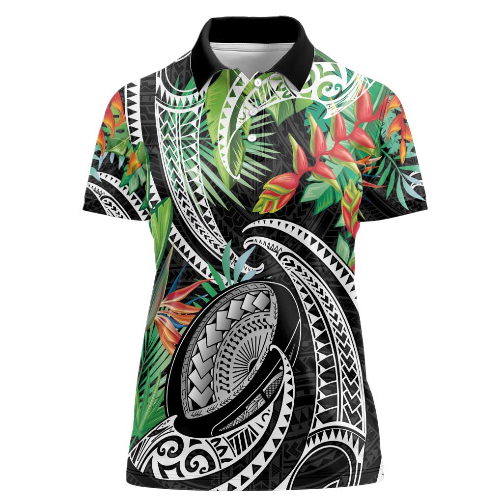 Polynesian Pacific Rugby Tribal Women Polo Shirt Tropical Vibe