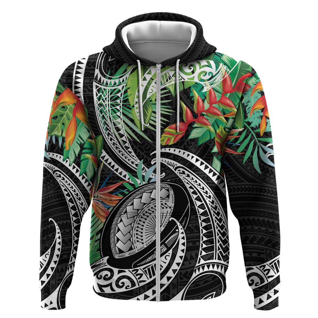 Polynesian Pacific Rugby Tribal Zip Hoodie Tropical Vibe