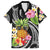 Hau'oli Makahiki Hou Family Matching Off The Shoulder Long Sleeve Dress and Hawaiian Shirt Aloha Pineapple Tropical Vibe