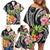 Hau'oli Makahiki Hou Family Matching Off Shoulder Short Dress and Hawaiian Shirt Aloha Pineapple Tropical Vibe