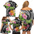 Hau'oli Makahiki Hou Family Matching Off Shoulder Short Dress and Hawaiian Shirt Aloha Pineapple Tropical Vibe