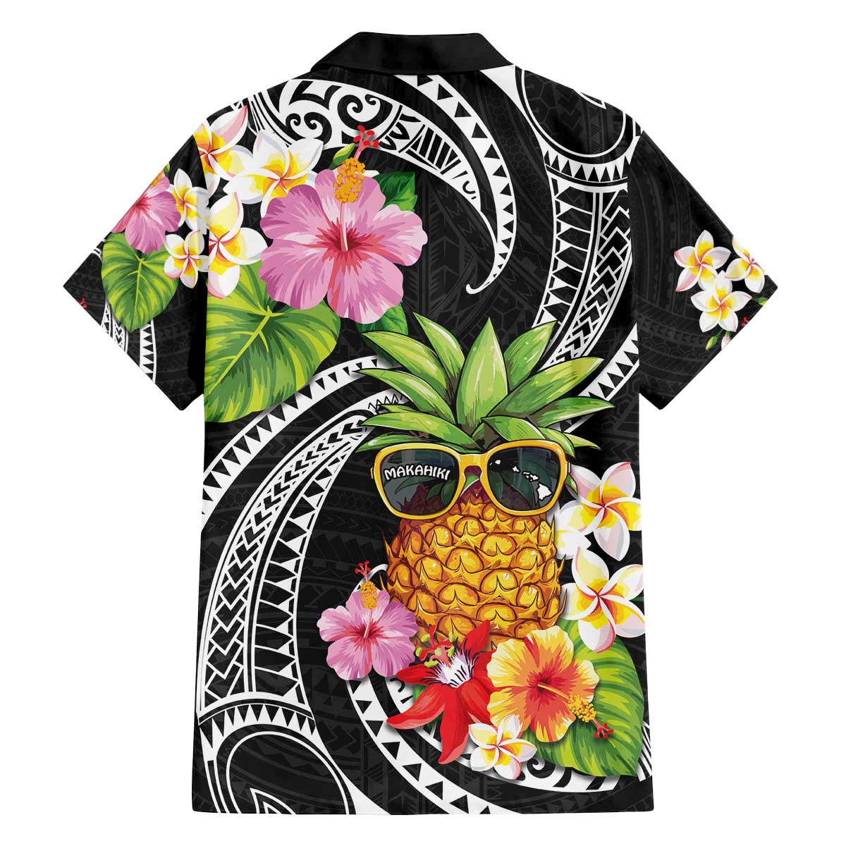 Hau'oli Makahiki Hou Family Matching Off Shoulder Short Dress and Hawaiian Shirt Aloha Pineapple Tropical Vibe LT9 - Polynesian Pride
