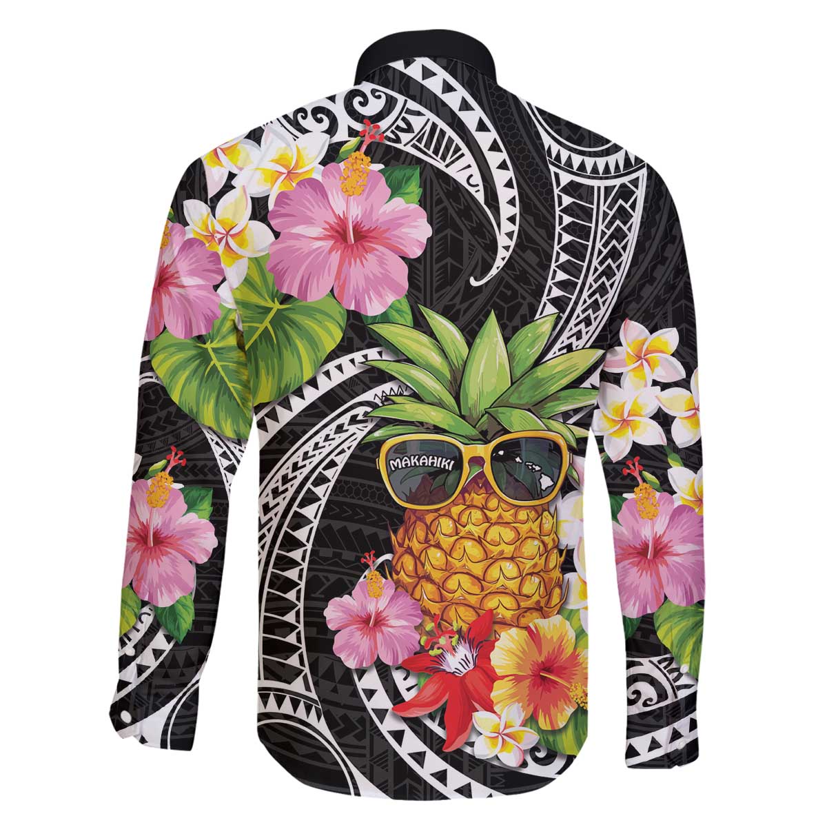 Hau'oli Makahiki Hou Family Matching Off Shoulder Short Dress and Hawaiian Shirt Aloha Pineapple Tropical Vibe LT9 - Polynesian Pride