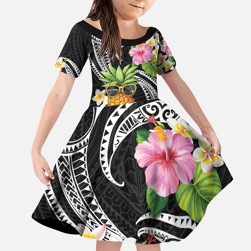 Hau'oli Makahiki Hou Family Matching Puletasi and Hawaiian Shirt Aloha Pineapple Tropical Vibe