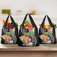 Hau'oli Makahiki Hou Grocery Bag Aloha Pineapple Tropical Vibe LT9 3-pack One Size Black - Polynesian Pride
